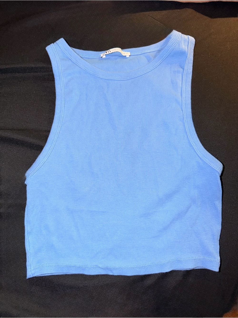 Zara Light Blue Ribbed Crop Tank Top - Women